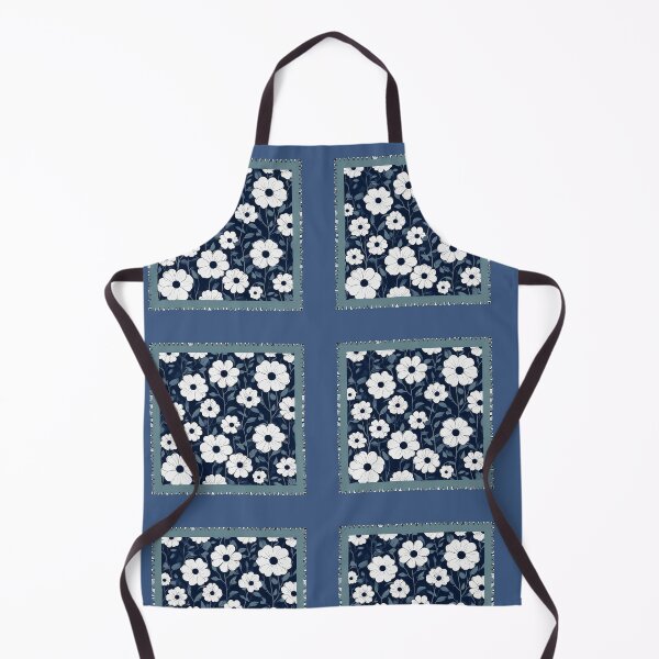 Item preview, White flowers on a blue background designed and sold by lucyinspace.