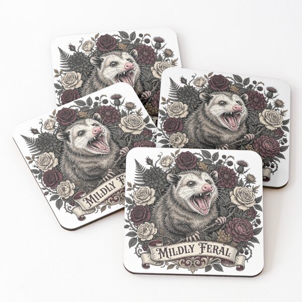 Item preview, Mildly Feral Screaming Possum Floral Dark Academia designed and sold by Retro Mood Co.