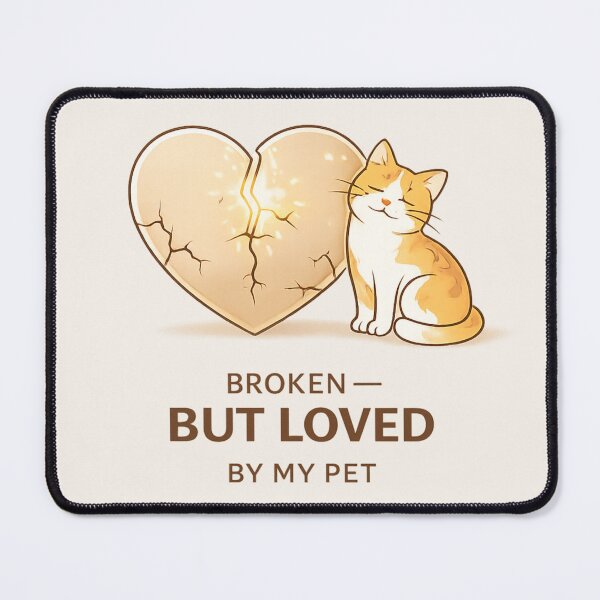 Item preview, Broken But Loved by My Pet Cat – Emotional Pet Lover Comfort Design designed and sold by Safe Haven Pets.