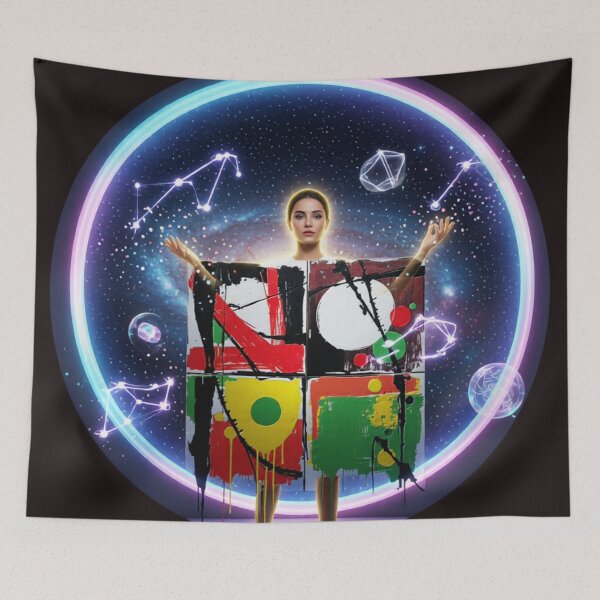 Item preview, playful disorder cosmic portal round colorful geometric abstract design designed and sold by SmashingDeals.