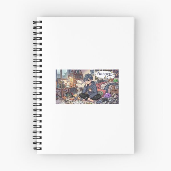 Item preview, I'm Bored – Lazy Otaku Anime Boy in Messy Room designed and sold by malenkaa1990.