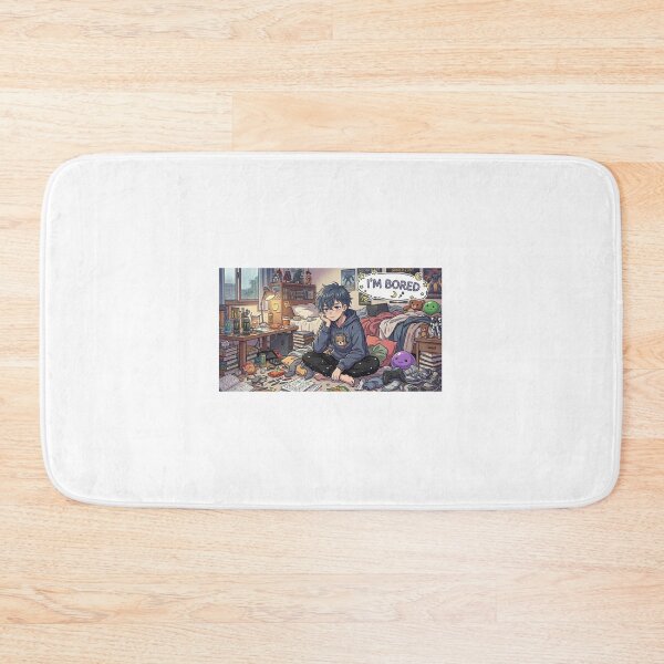 Item preview, I'm Bored – Lazy Otaku Anime Boy in Messy Room designed and sold by malenkaa1990.