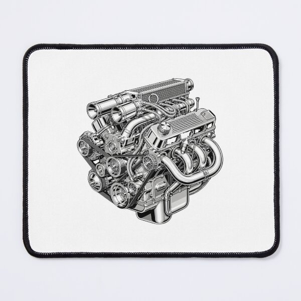 Item preview, Detailed Performance Racing Engine Chrome Vector Illustration designed and sold by Shift Republic.