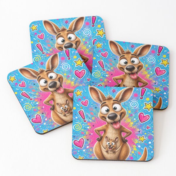 Item preview, Happy Kangaroo and Joey Pop Art designed and sold by Rohan132.