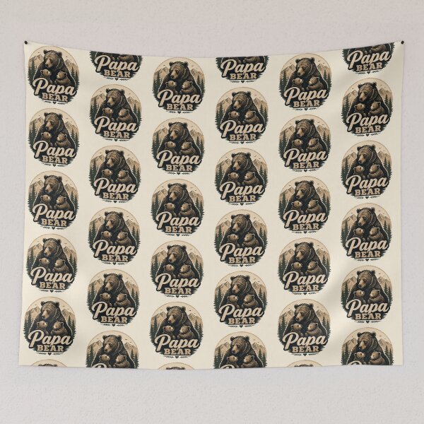 Item preview, Vintage Papa Bear with Cute Cubs - Father's Day Retro Mountain Art designed and sold by NinaVibeStudio.