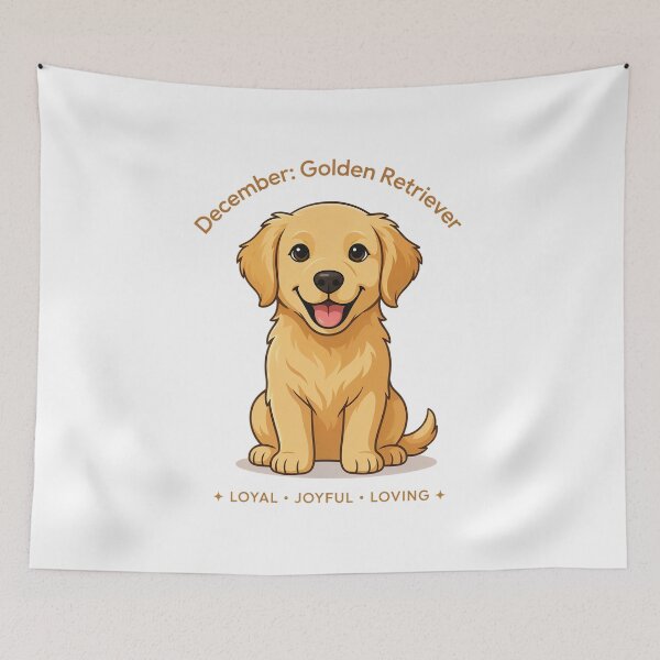 Item preview, December Golden Retriever Birthday Month Animal – Loyal Joyful Loving Gift designed and sold by Cool-cat-art.