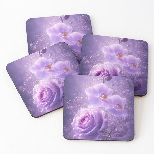 Item preview, Dreamy Purple Rose and Orchid Floral Art designed and sold by ManJiangHong.