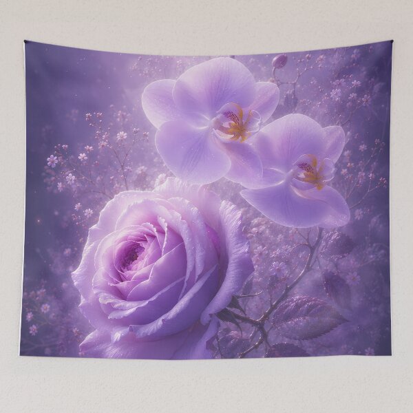 Item preview, Dreamy Purple Rose and Orchid Floral Art designed and sold by ManJiangHong.
