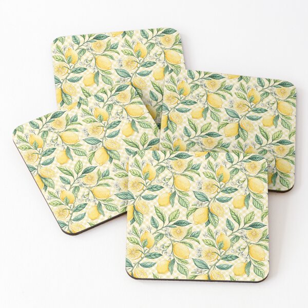 Item preview, Vintage Lemon Branch Gingham Pattern designed and sold by Storybook Botanica.