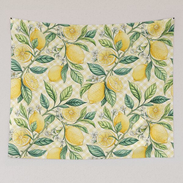 Item preview, Vintage Lemon Branch Gingham Pattern designed and sold by Petal & Pattern Co.