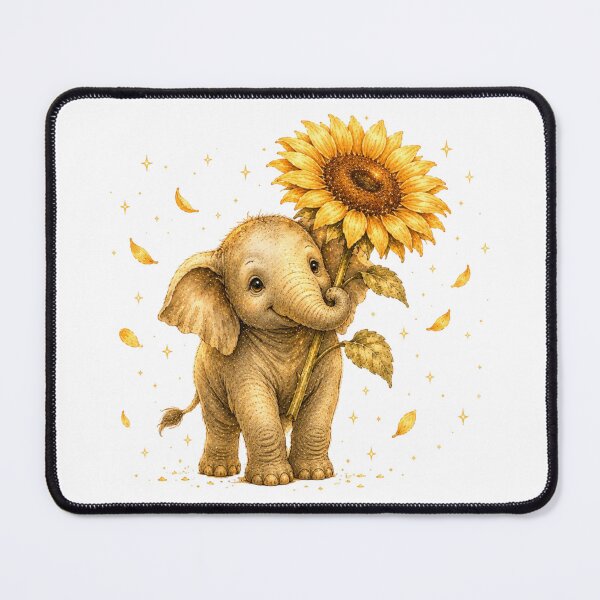 Item preview, Cute Baby Elephant Holding Sunflower Gardener Gift designed and sold by AQUILAKREO.