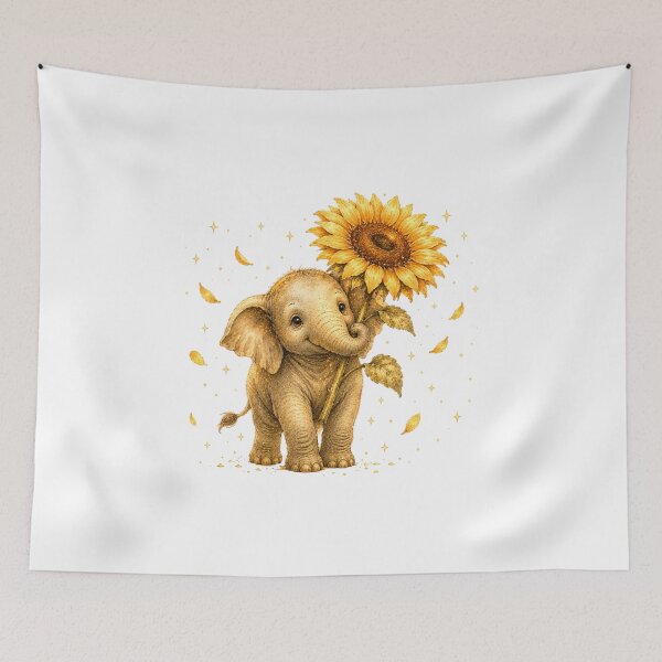 Item preview, Cute Baby Elephant Holding Sunflower Gardener Gift designed and sold by AQUILAKREO.