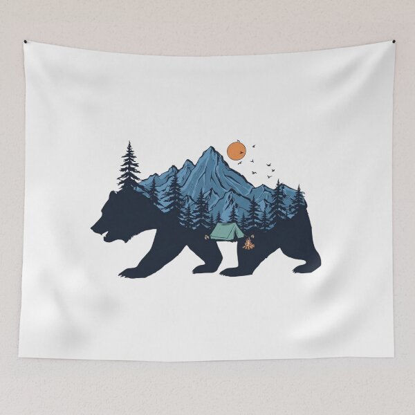 Item preview, Wilderness Bear Mountain Camping Double Exposure designed and sold by Shopeon Designs.
