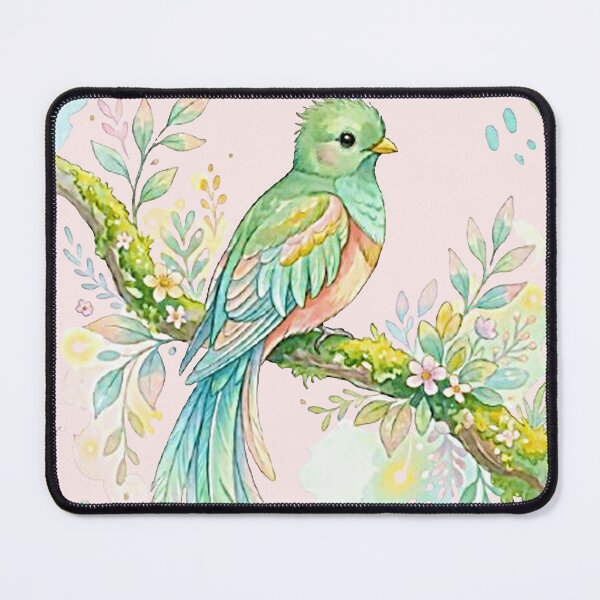 Item preview, Whimsical Pastel Quetzal Bird in Watercolor Style - Cloud Forest Costa Rica Art Print designed and sold by MT-Hub | Art for Every Soul.