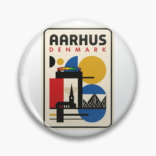 Item preview, Aarhus Denmark Retro Bauhaus Geometric Travel Poster designed and sold by k3rstman1.