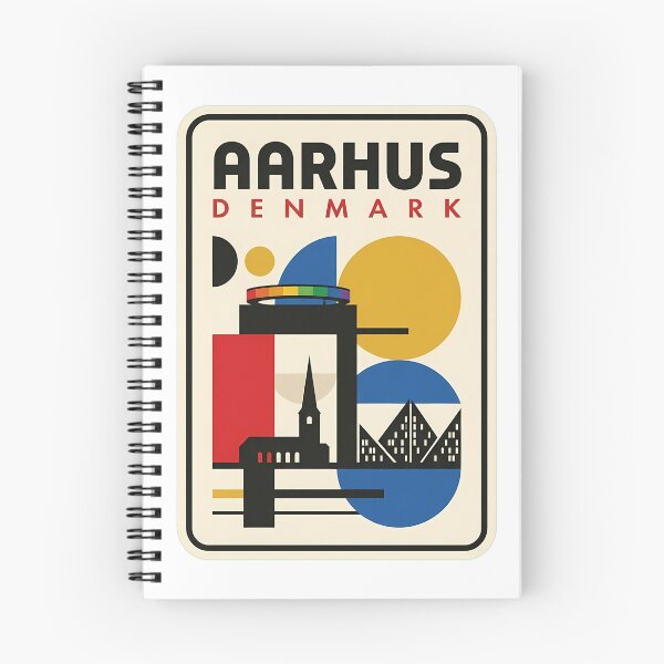 Item preview, Aarhus Denmark Retro Bauhaus Geometric Travel Poster designed and sold by k3rstman1.