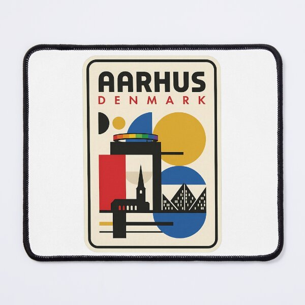 Item preview, Aarhus Denmark Retro Bauhaus Geometric Travel Poster designed and sold by k3rstman1.