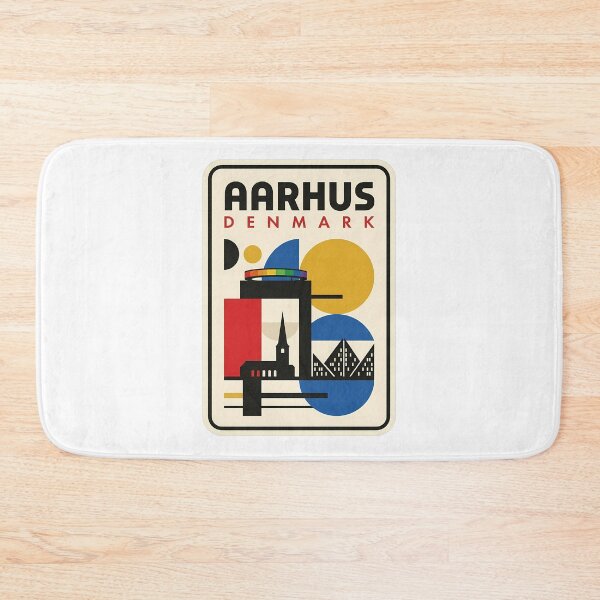 Item preview, Aarhus Denmark Retro Bauhaus Geometric Travel Poster designed and sold by k3rstman1.