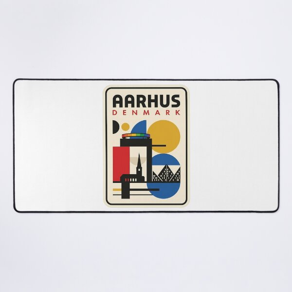 Item preview, Aarhus Denmark Retro Bauhaus Geometric Travel Poster designed and sold by k3rstman1.