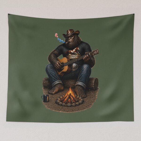 Item preview, Vintage Bigfoot Campfire Guitar Americana designed and sold by FREENATION2026.