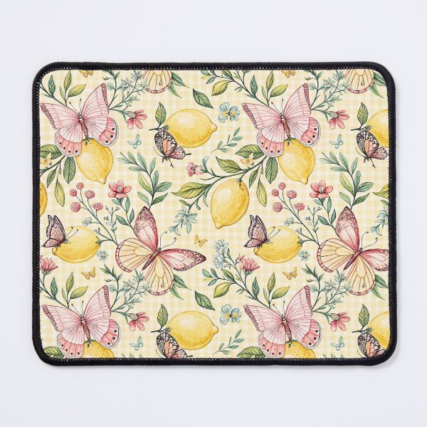 Item preview, Pink Butterflies and Lemons Pattern designed and sold by Petal & Pattern Co.