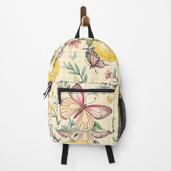 Item preview, Pink Butterflies and Lemons Pattern designed and sold by Petal & Pattern Co.