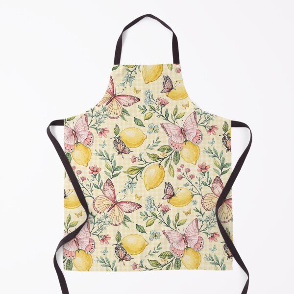 Item preview, Pink Butterflies and Lemons Pattern designed and sold by Petal & Pattern Co.