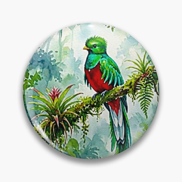 Item preview, Ethereal Watercolor Resplendent Quetzal Art - Pastel Cloud Forest Tropical Bird Print designed and sold by MT-Hub | Cute Aesthetic Art, Stickers & Phone Cases.