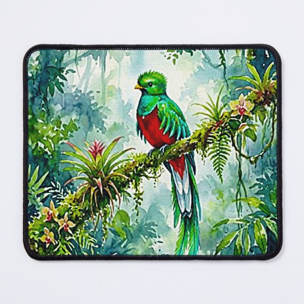 Item preview, Ethereal Watercolor Resplendent Quetzal Art - Pastel Cloud Forest Tropical Bird Print designed and sold by MT-Hub | Cute Aesthetic Art, Stickers & Phone Cases.