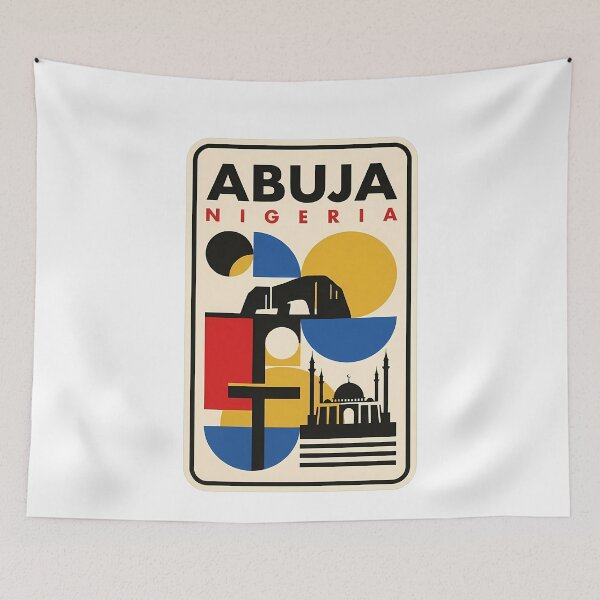 Item preview, Abuja Nigeria Geometric Abstract Landmark Travel Art designed and sold by k3rstman1.
