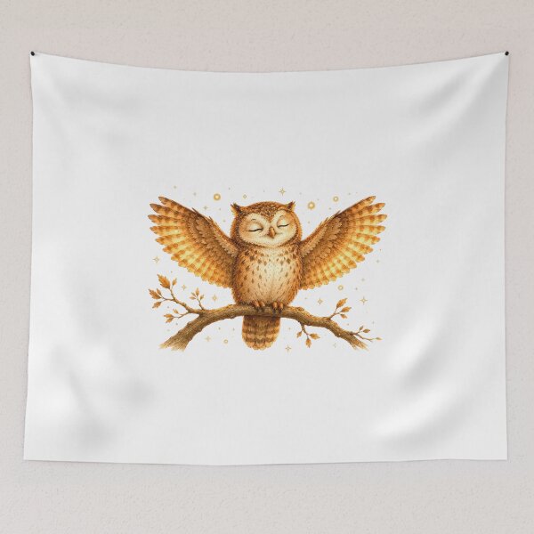 Item preview, Wise Owl Spreading Wings Golden Hour Sunflower designed and sold by AQUILAKREO.