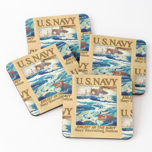Item preview, Vintage WWI U.S. Navy Recruitment Poster | Dramatic Naval Scene | Bold Colors & Patriotic Call to Action | Marine Art Print designed and sold by artofuniverse.