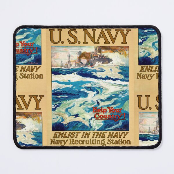 Item preview, Vintage WWI U.S. Navy Recruitment Poster | Dramatic Naval Scene | Bold Colors & Patriotic Call to Action | Marine Art Print designed and sold by artofuniverse.
