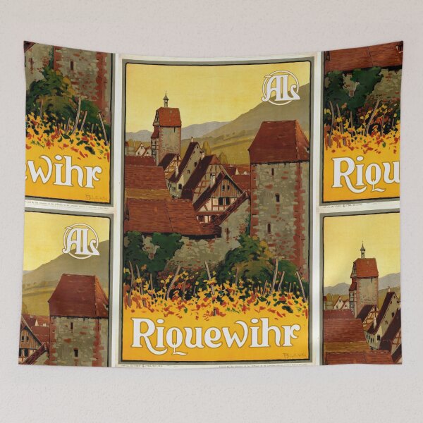 Item preview, Vintage Riquewihr Travel Poster | Art Nouveau Style | Medieval Alsace Town | Rustic Charm | Digital Download | Home Decor designed and sold by artofuniverse.