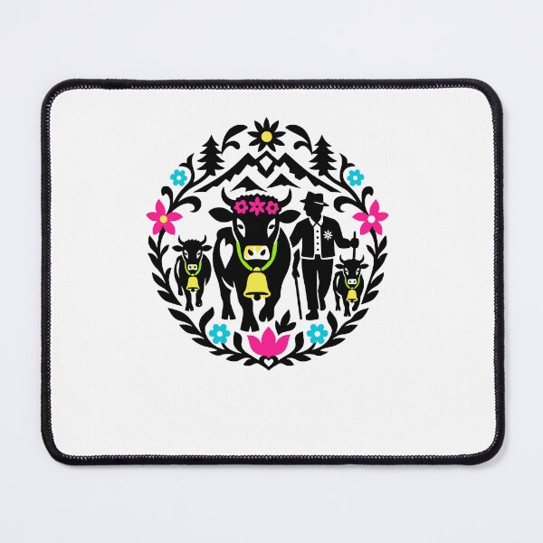 Item preview, Traditional Alpine Farmer Herding Cows Folk Art designed and sold by AntiqueImages.