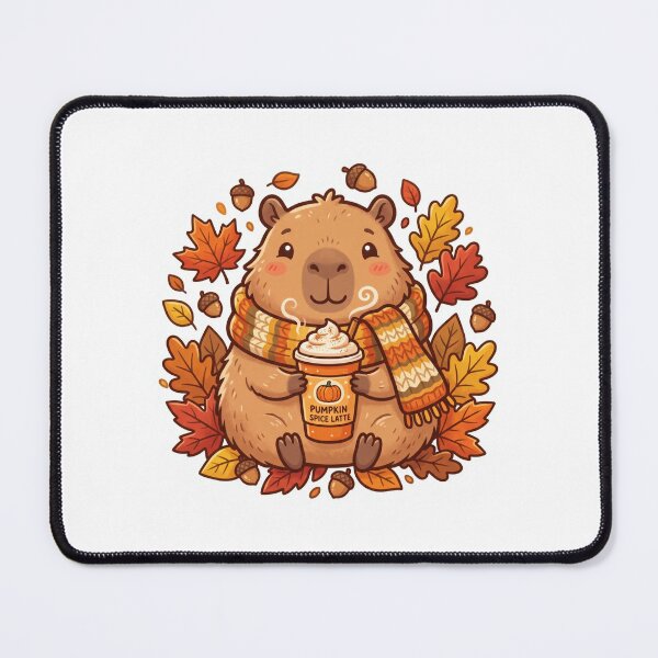 Item preview, Cute Capybara with Pumpkin Spice Latte and Autumn Leaves Fall Season Illustration designed and sold by AbanoubStore.