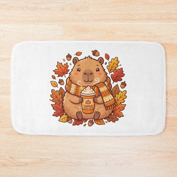 Item preview, Cute Capybara with Pumpkin Spice Latte and Autumn Leaves Fall Season Illustration designed and sold by AbanoubStore.