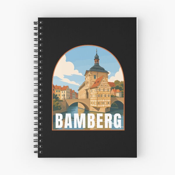 Item preview, Bamberg in Bavaria Germany, Retro Art Travel Landscape Badge designed and sold by MaateoDesign.