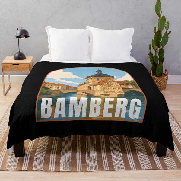 Item preview, Bamberg in Bavaria Germany, Retro Art Travel Landscape Badge designed and sold by MaateoDesign.