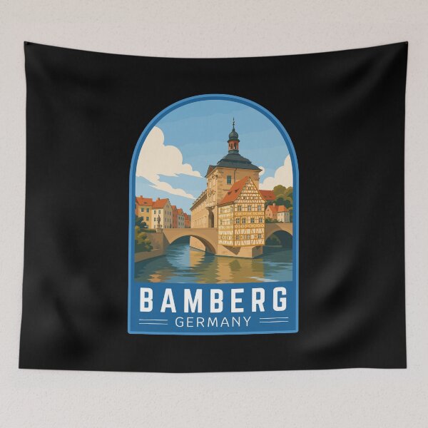Item preview, Bamberg in Bavaria Germany, Vintage Travel Art Emblem designed and sold by MaateoDesign.