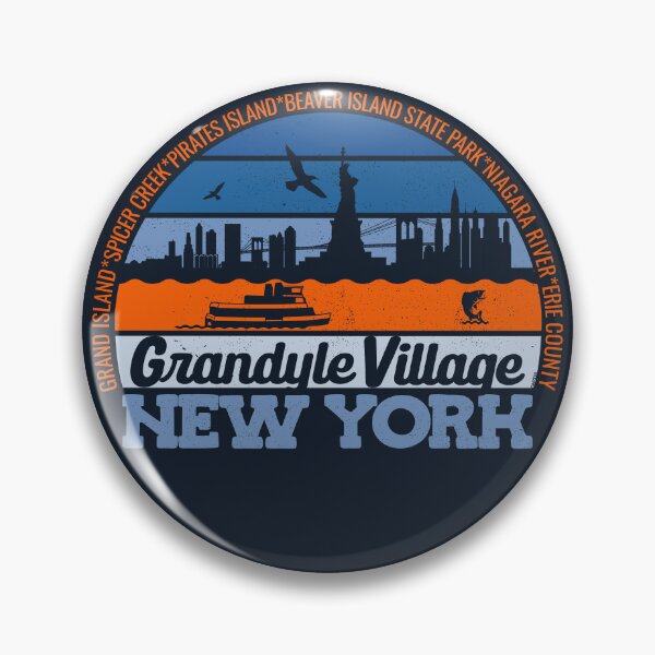 Item preview, Grandyle Village New York Sunset Retro Vintage Local Pride Logo designed and sold by CRHPOD20.