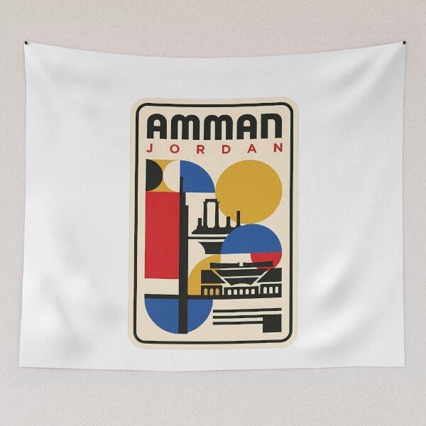 Item preview, Amman Jordan Retro Geometric Landmark Architecture designed and sold by k3rstman1.