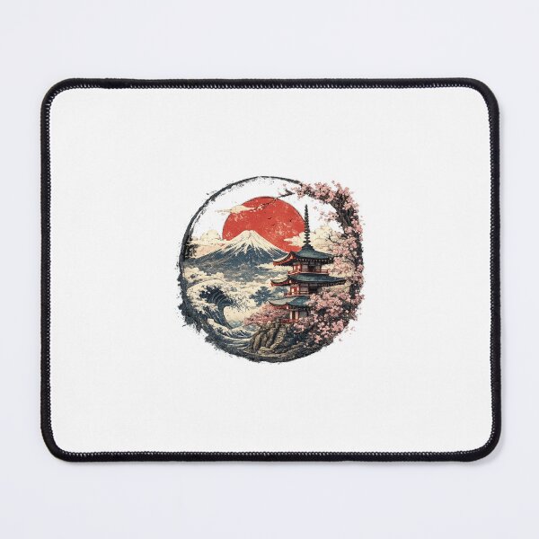 Item preview, Vintage Japanese Pagoda and Mount Fuji Sakura Art designed and sold by rare-colors.