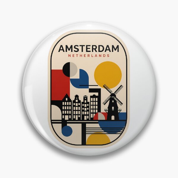 Item preview, Modern Geometric Amsterdam Netherlands Windmill Cityscape designed and sold by k3rstman1.