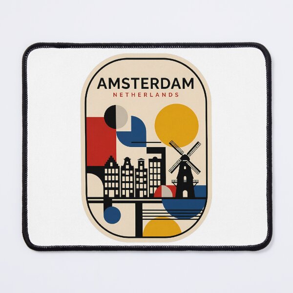 Item preview, Modern Geometric Amsterdam Netherlands Windmill Cityscape designed and sold by k3rstman1.