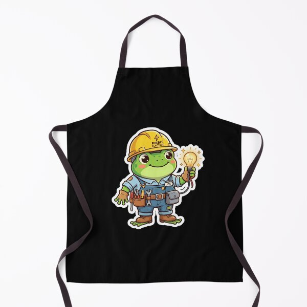 Item preview, Cute Electrician Frog with Yellow Hard Hat Light Bulb and Tool Belt Illustration designed and sold by AbanoubStore.