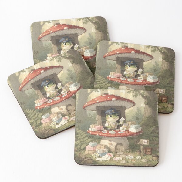 Item preview, Frog at the Mushroom Post Office — Cottagecore Frog designed and sold by PictorialWhimsy.