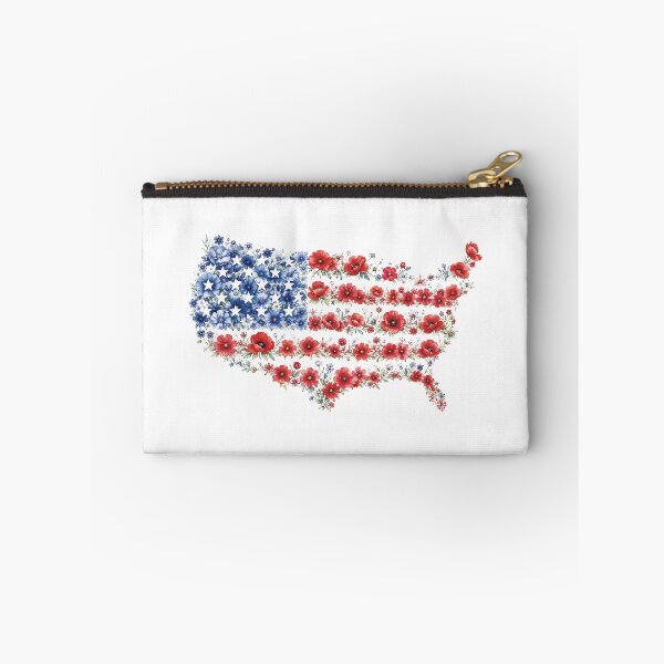 Item preview, Red Flower American Flag Memorial Day Poppies designed and sold by NicowrmSArt.