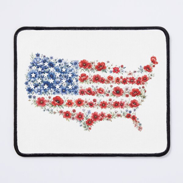Item preview, Red Flower American Flag Memorial Day Poppies designed and sold by NicowrmSArt.