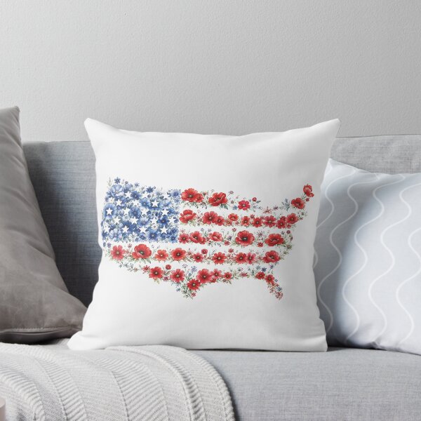 Item preview, Red Flower American Flag Memorial Day Poppies designed and sold by NicowrmSArt.